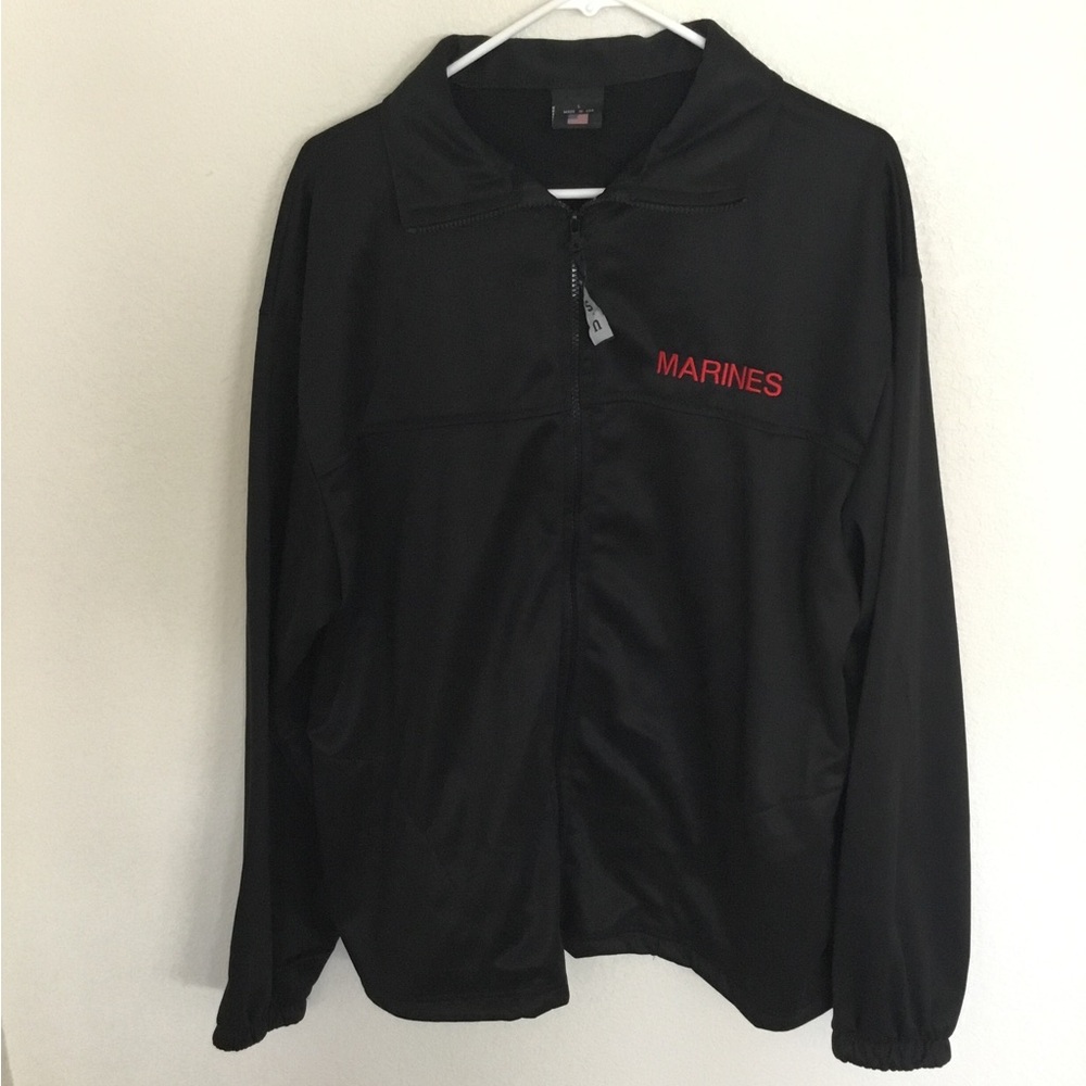 Marine corps black full zip mid weight jacket size large